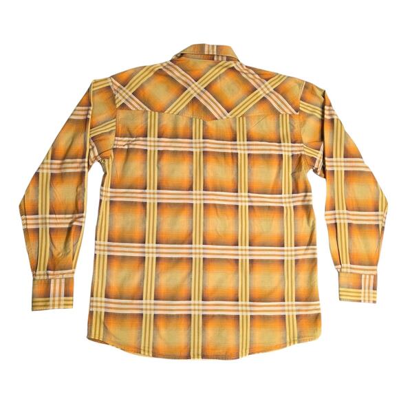 Resistol Vtg‎ Womens Yellow Plaid Pearl Snap Shirt Longsleeve Rodeo Bar Medium - Picture 2 of 14